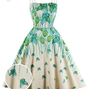 Turquoise Butterfly Swing Dress